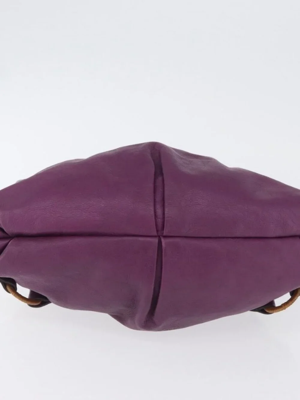 Salvatore Ferragamo Gancini Hand Bag Leather Purple Silver Auth LNZ629